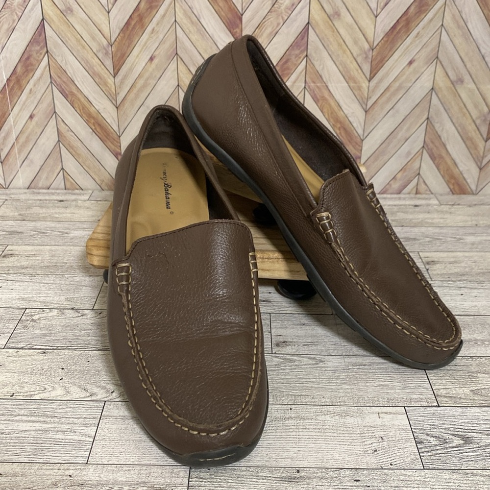 Tommy Bahama Men's Loafer 10.5 Brown Orion Venetian Driver‎ Leather Slip-On